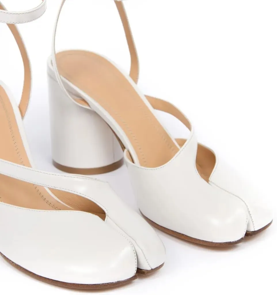 Women's Slingback Heels Split Toe Pumps Chunky Block Heel Adjustable Ankle Strap Tabi Shoes Work Dress Heeled Sandals