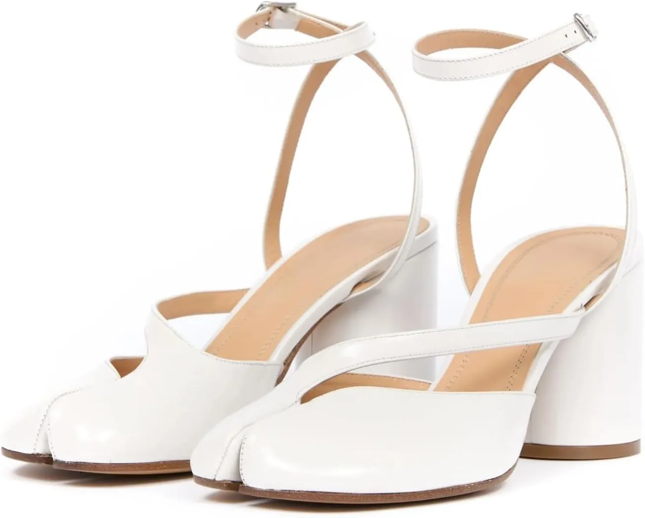 Women's Slingback Heels Split Toe Pumps Chunky Block Heel Adjustable Ankle Strap Tabi Shoes Work Dress Heeled Sandals
