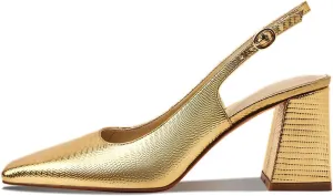 Women's Slingback Kitten Heels Closed Square Toe Sandals Wedding Party Dress Pumps Shoes for Women