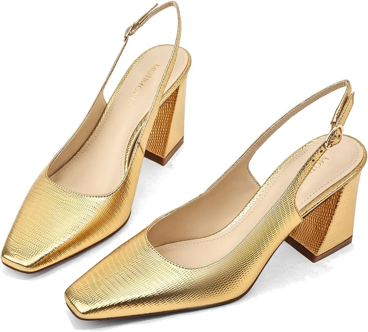 Women's Slingback Kitten Heels Closed Square Toe Sandals Wedding Party Dress Pumps Shoes for Women