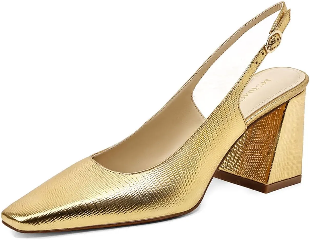 Women's Slingback Kitten Heels Closed Square Toe Sandals Wedding Party Dress Pumps Shoes for Women