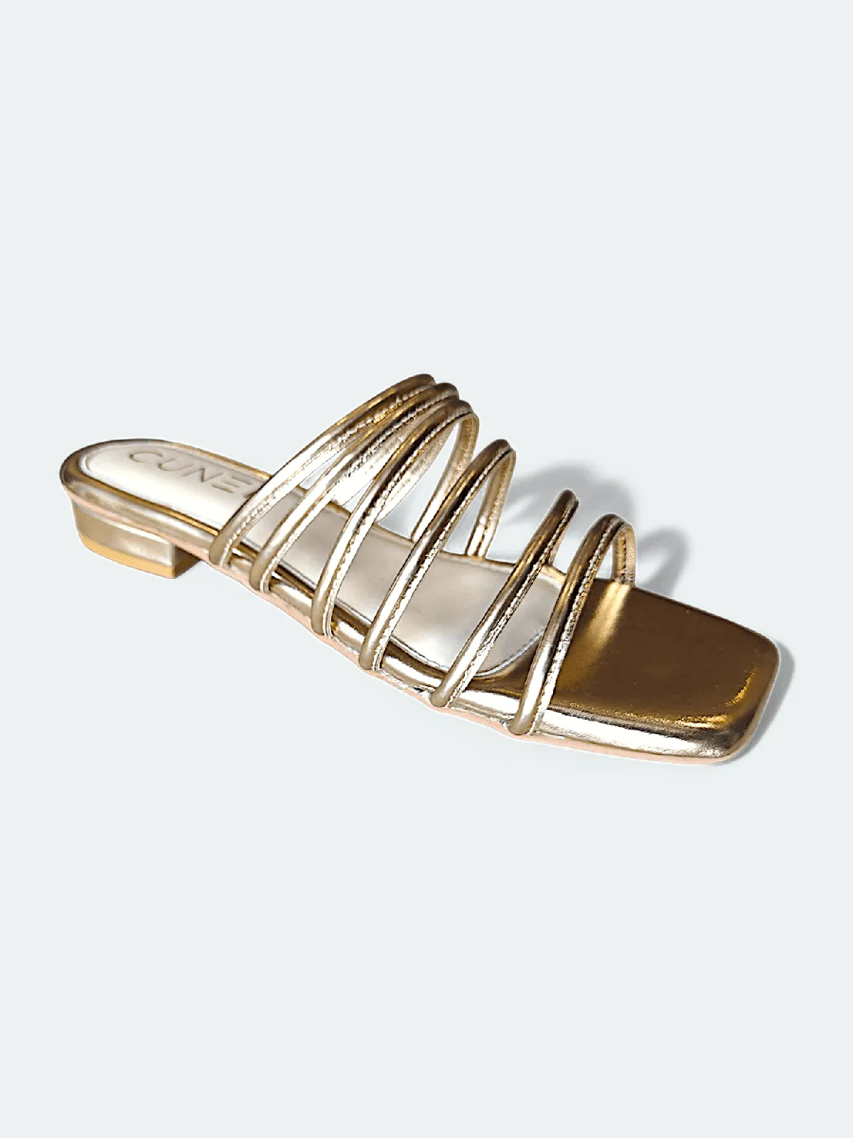 Womens Spaced Gold Gladiator Flat Sandals
