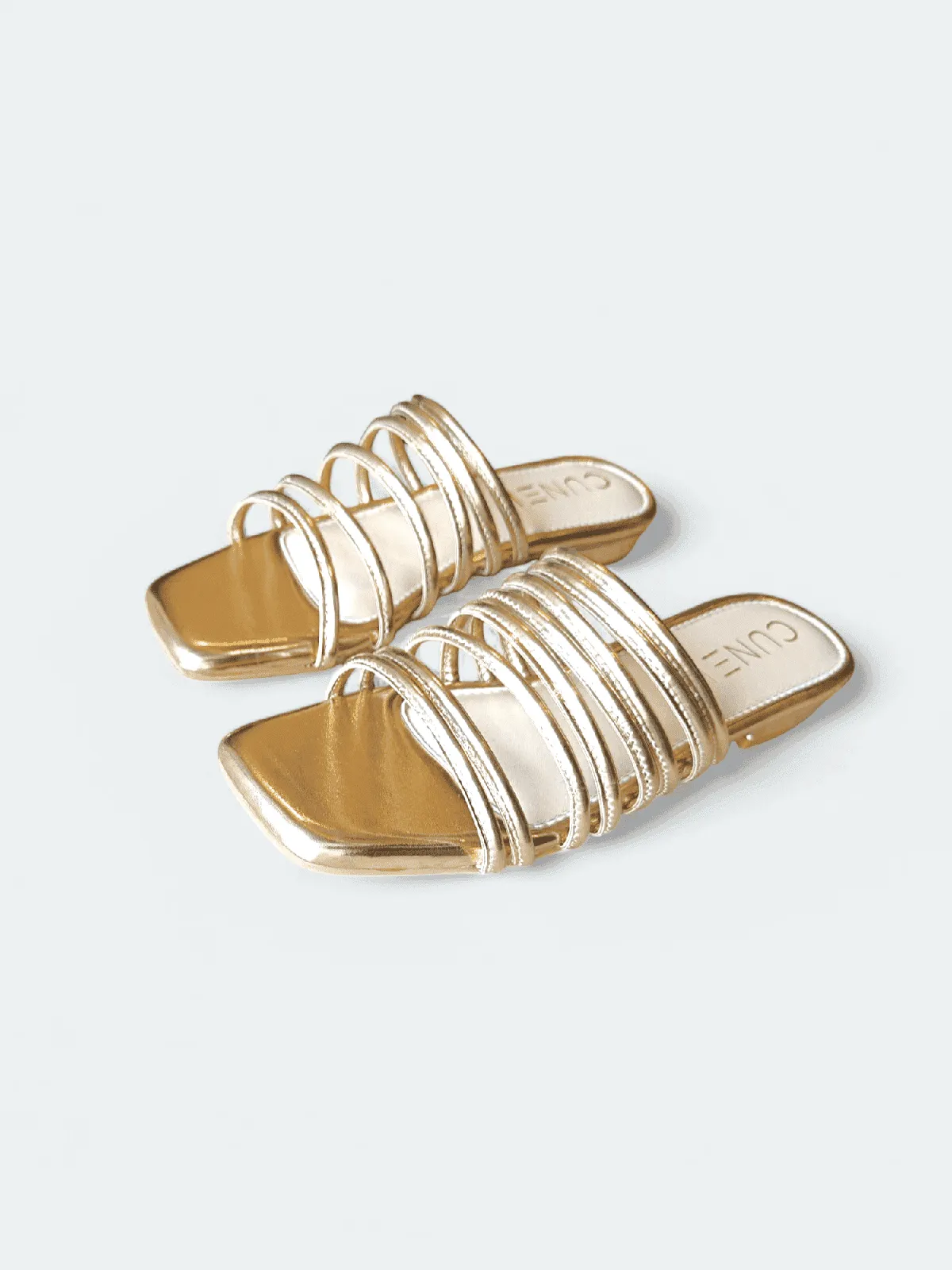 Womens Spaced Gold Gladiator Flat Sandals
