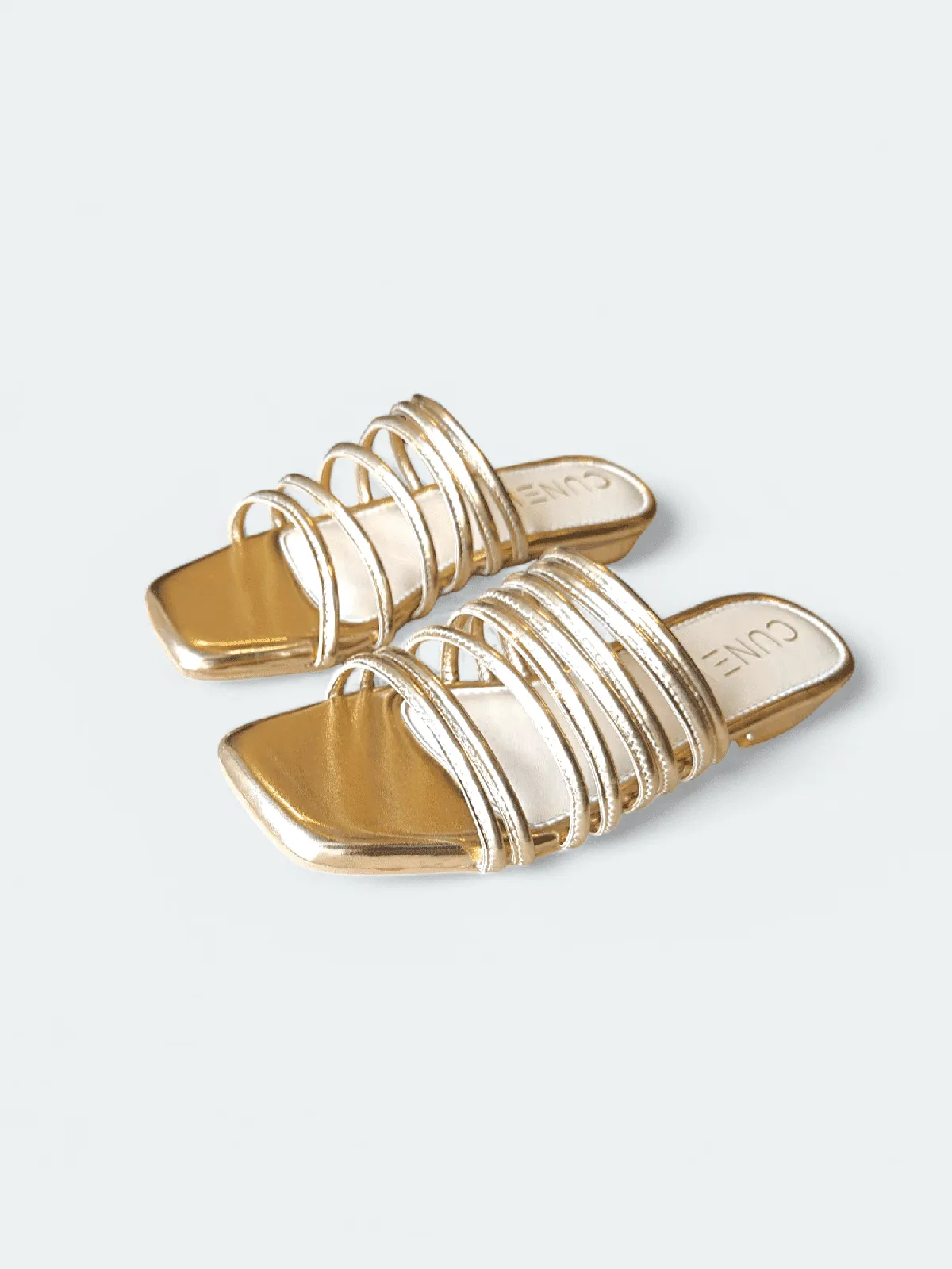 Womens Spaced Gold Gladiator Flat Sandals