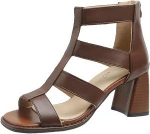 Women's Strappy Chunky Heel Roman Gladiator Sandals Comfort Open Toe Back Zipper High Top Heeled Sandals For Formal Wear Casual Party Everyday Wear
