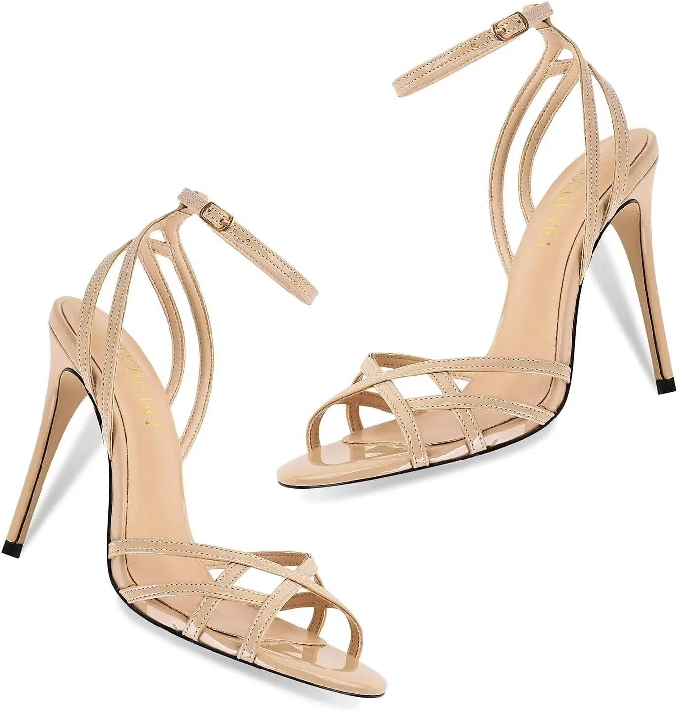 Womens Strappy Lace up Heels Sandals Sexy Stiletto High Heeled Open Square Toe Strap Summer Dress Shoes