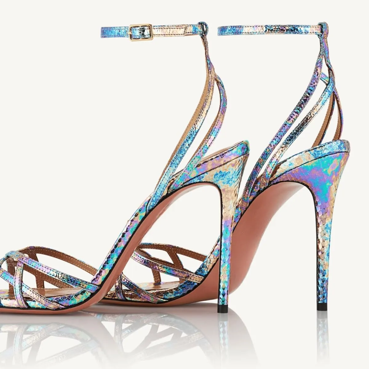 Womens Strappy Lace up Heels Sandals Sexy Stiletto High Heeled Open Square Toe Strap Summer Dress Shoes