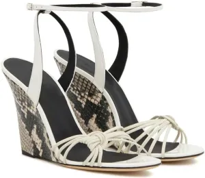 Women's Strappy Punk Wedge High Heels Sandals Adjustable Ankle Buckle Strap Open Toe Slingback Snakeskin Heel Pumps Sexy Funky