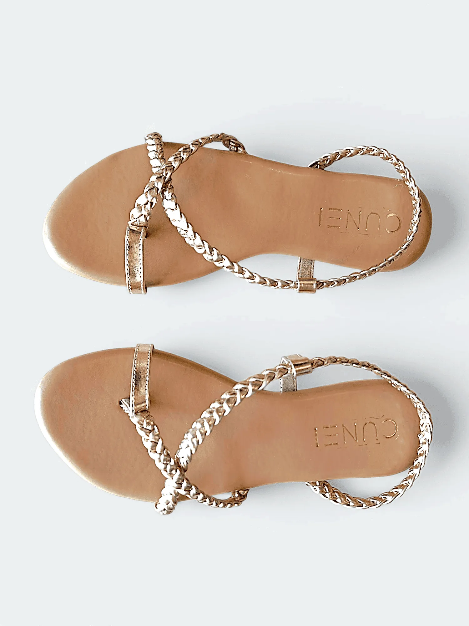 Womens Tan and Gold Gladiator Slingback Flat Sandals