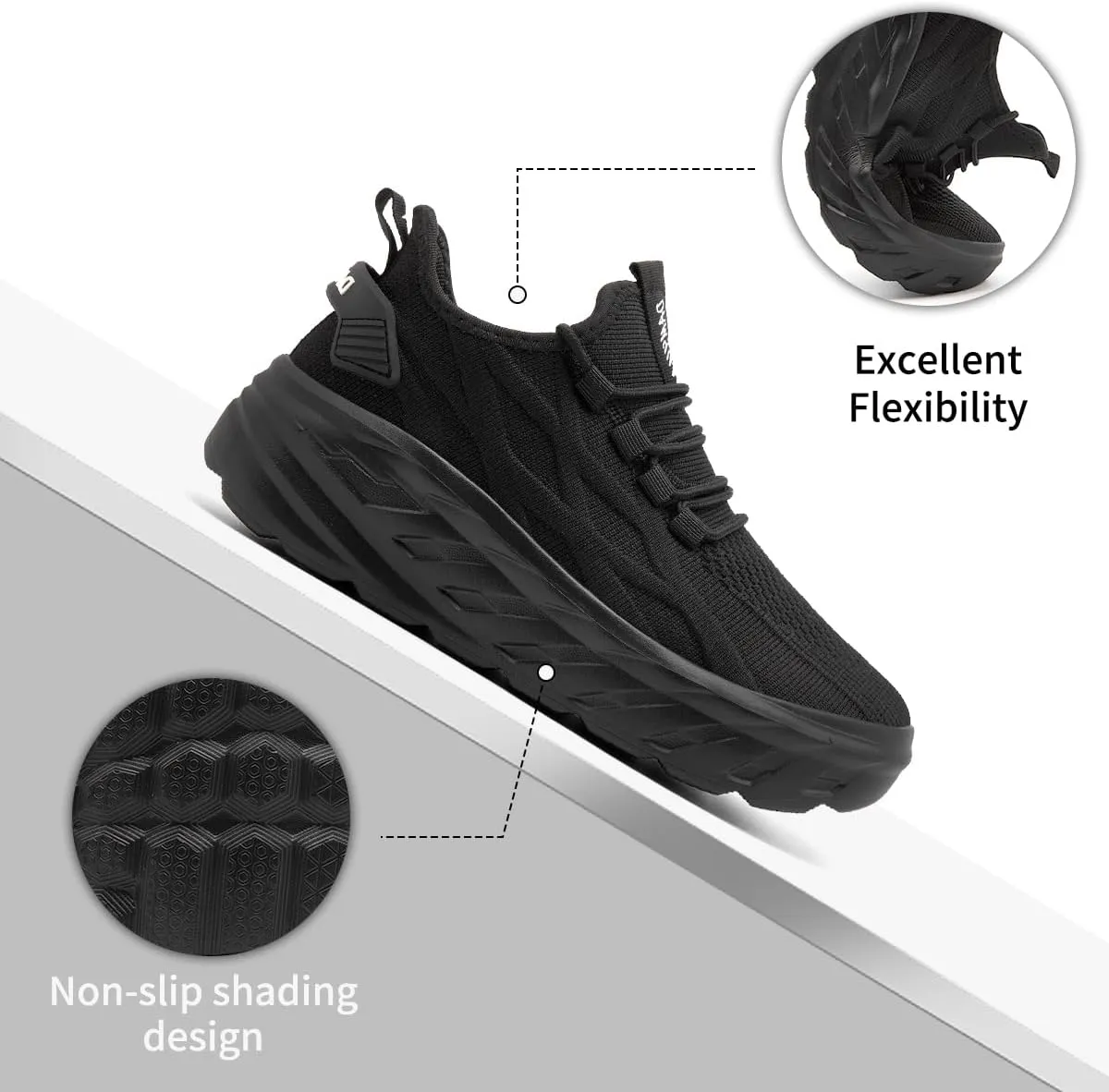 Women's Thick Soled Walking Shoes Slip On Height Increasing Sneakers Wide Comfortable Lightweight Breathable Work Outside