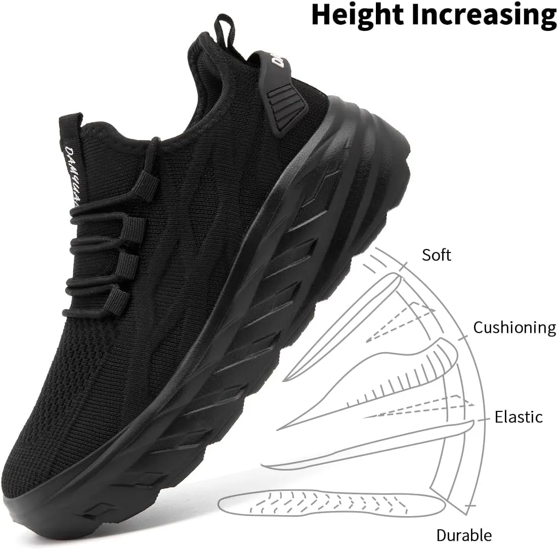 Women's Thick Soled Walking Shoes Slip On Height Increasing Sneakers Wide Comfortable Lightweight Breathable Work Outside