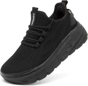 Women's Thick Soled Walking Shoes Slip On Height Increasing Sneakers Wide Comfortable Lightweight Breathable Work Outside
