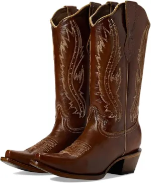 Women's Vintage Embroidered Rivet Block Heel Cowgirl Mid Calf Western Boots Fashion Studded Square Toe Pull On Chunky Heel Cowboy Knee High Boots for Women