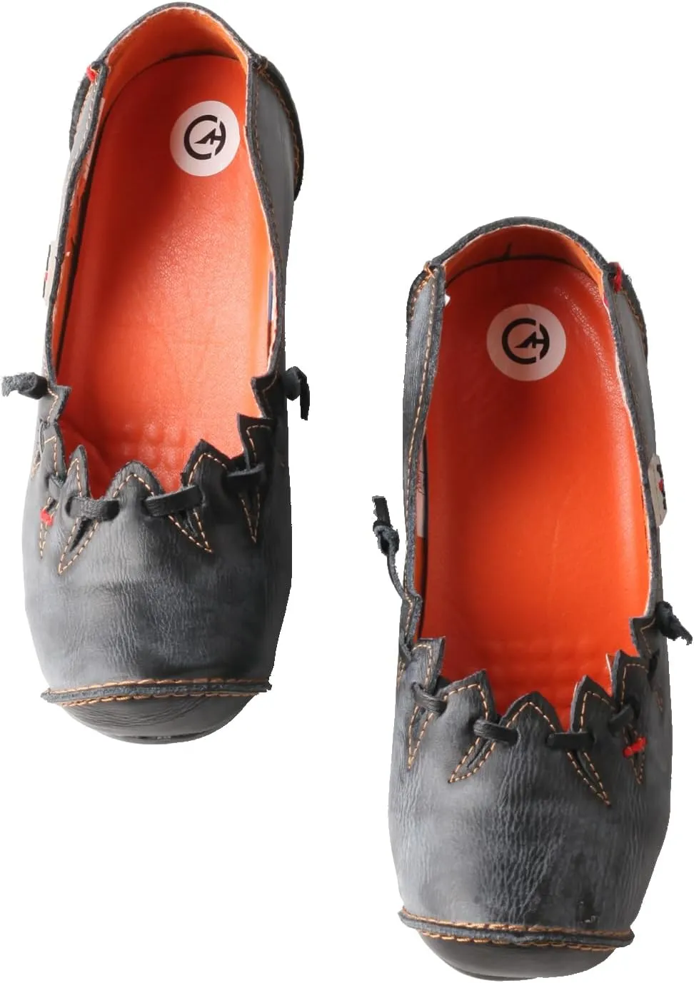 Women's Vintage Leather Peep Toes Shoes Spring Slip-on Witch Loafers Fashion and Comfortable