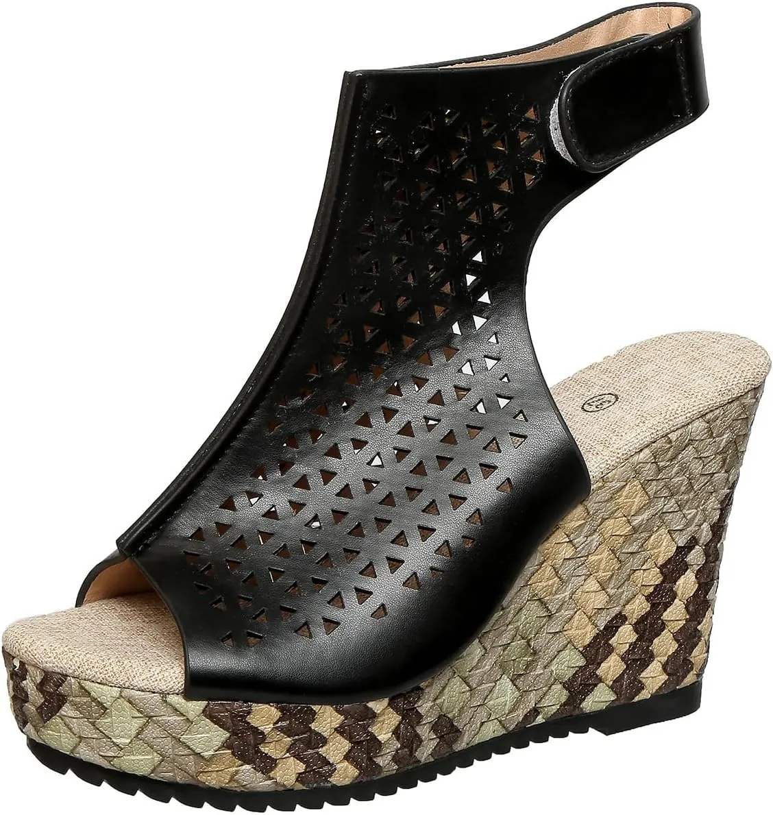 Women's White Lace-Up Wedge Sandals with Peep Toe and Woven Heel – Stylish Summer Platform Sandals for Vacations, Shopping, and Casual Outfits