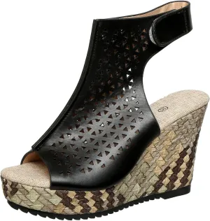 Women's White Lace-Up Wedge Sandals with Peep Toe and Woven Heel – Stylish Summer Platform Sandals for Vacations, Shopping, and Casual Outfits