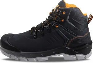 Work Boots for Men, Waterproof Composite Toe Safety Construction Boots, Genuine Leather Comfortable Premium Nubuck, Puncture Proof, Oil Slip Resistant Rubber Outsole, EH, Breathable Lining