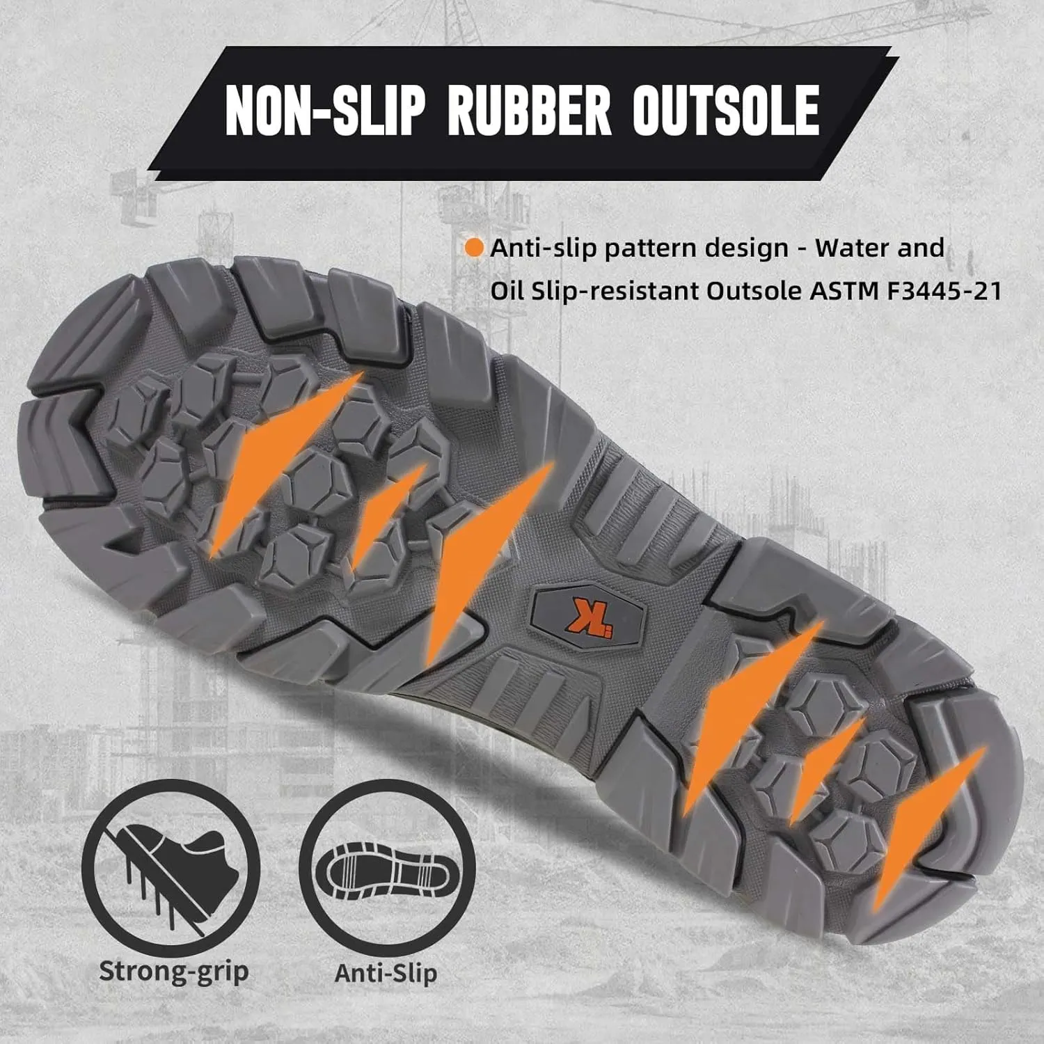 Work Boots for Men, Waterproof Composite Toe Safety Construction Boots, Genuine Leather Comfortable Premium Nubuck, Puncture Proof, Oil Slip Resistant Rubber Outsole, EH, Breathable Lining