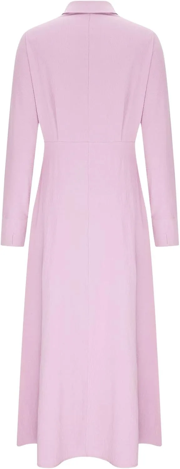 XUNRYAN 2024 Women Long Sleeve Linen Dresses Casual Work Office Dress Button Belt Waist Ankle Length Boho Maxi Dress Outfits