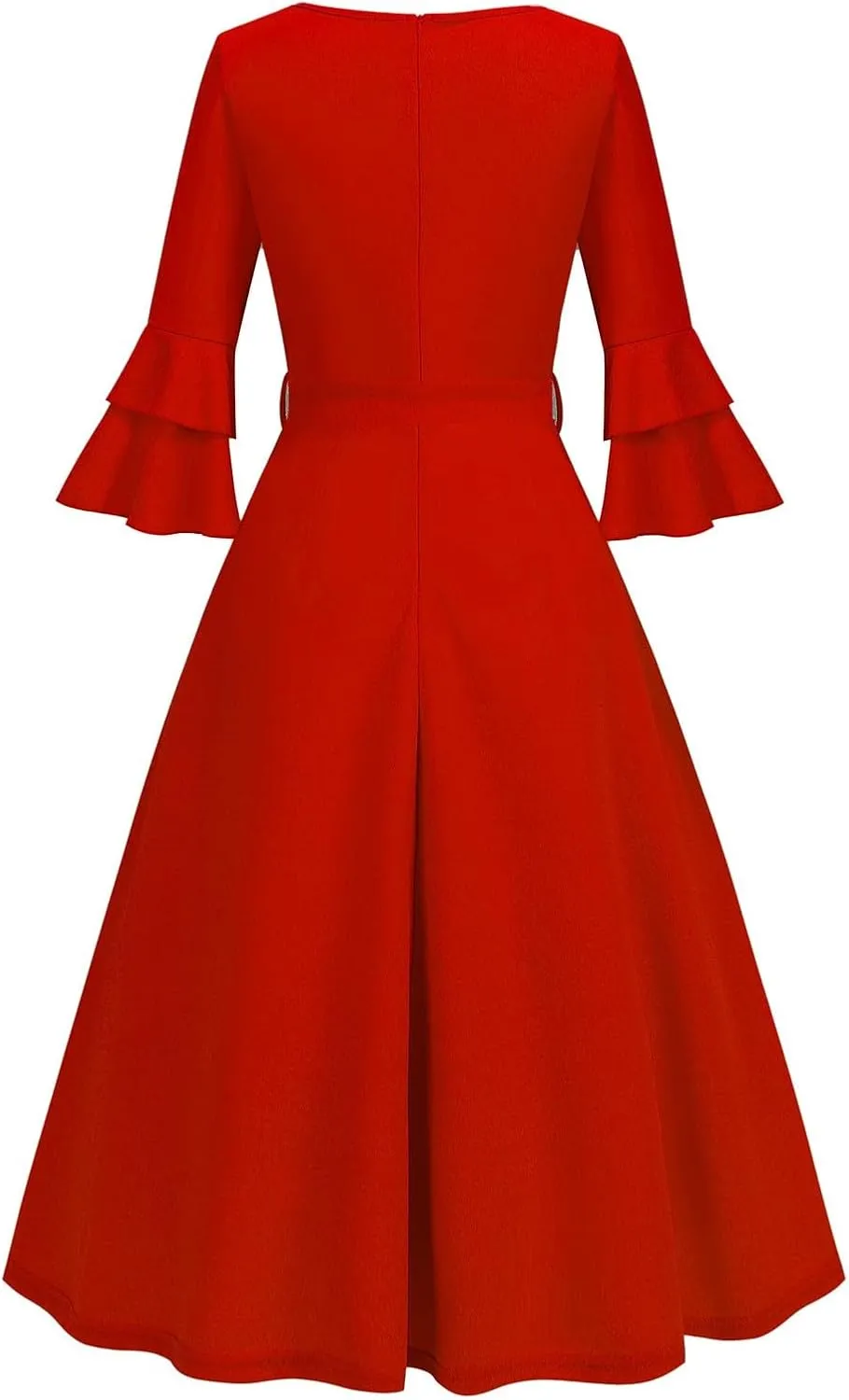 XUNRYAN Cocktail Dress for Women 2025 Long Tiered Bell Sleeves V-Neck Formal Bridesmaid Prom Dresses Evening Party Ball Gown