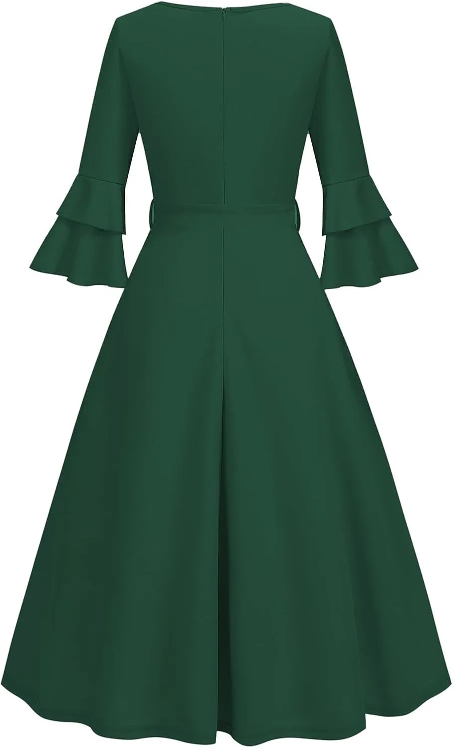 XUNRYAN Cocktail Dress for Women 2025 Long Tiered Bell Sleeves V-Neck Formal Bridesmaid Prom Dresses Evening Party Ball Gown