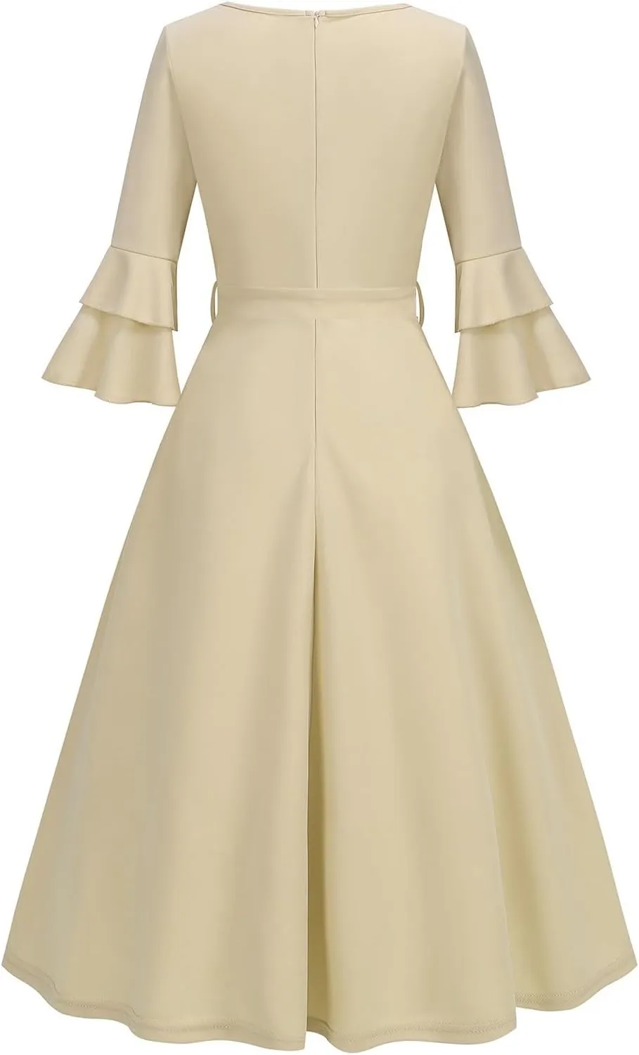 XUNRYAN Cocktail Dress for Women 2025 Long Tiered Bell Sleeves V-Neck Formal Bridesmaid Prom Dresses Evening Party Ball Gown