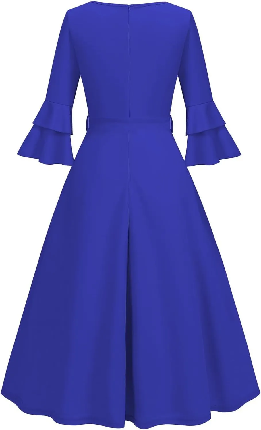 XUNRYAN Cocktail Dress for Women 2025 Long Tiered Bell Sleeves V-Neck Formal Bridesmaid Prom Dresses Evening Party Ball Gown