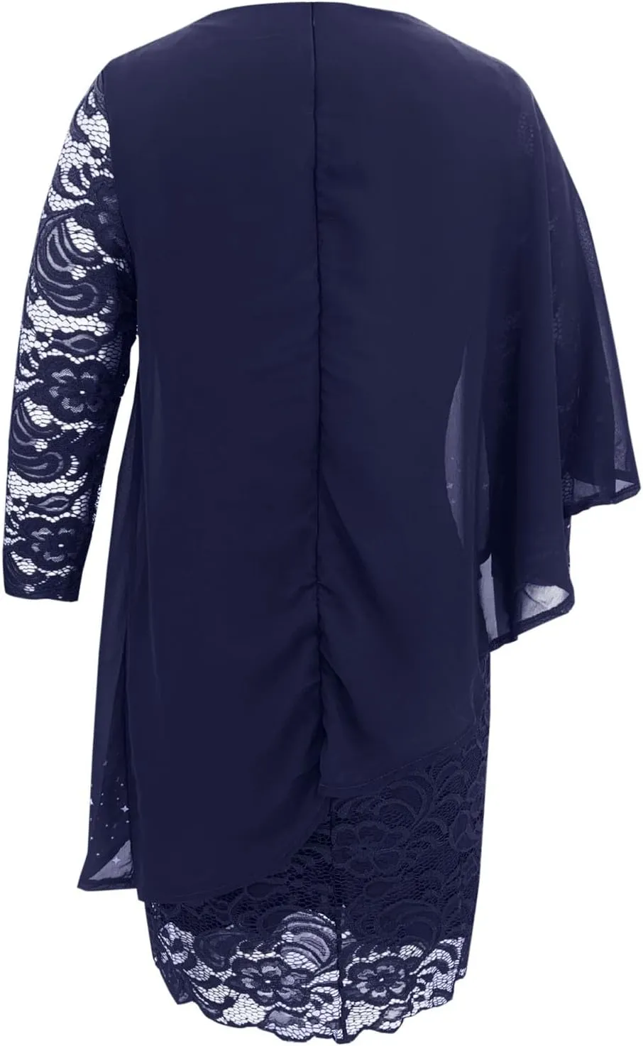 XUNRYAN Wedding Guest Dress Womens 3/4 Sleeve Floral Lace Cape Dresses Chiffon Overlay Bodycon Pencil Dress Cocktail Gown