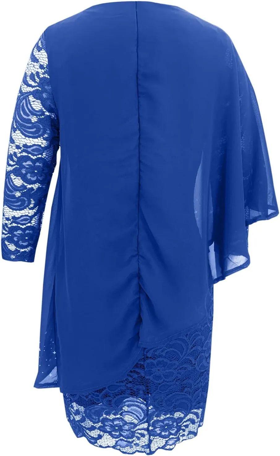 XUNRYAN Wedding Guest Dress Womens 3/4 Sleeve Floral Lace Cape Dresses Chiffon Overlay Bodycon Pencil Dress Cocktail Gown