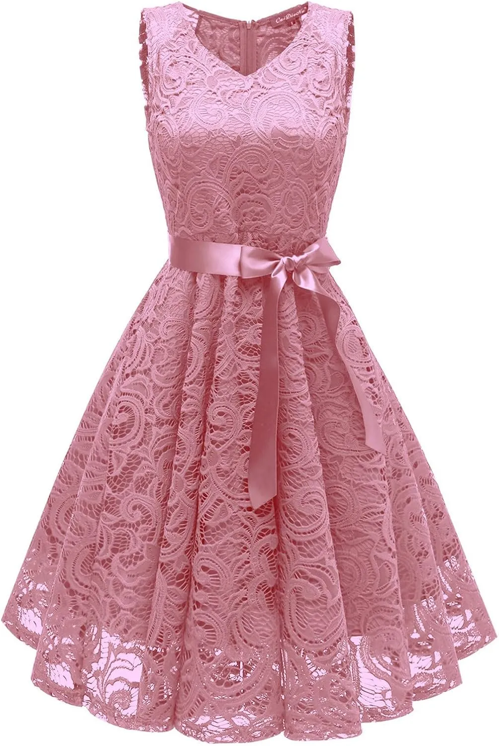 XUNRYAN Wedding Guest Dresses for Women Embroidered Floral Lace Bridesmaid Party Cocktail Dress V Neck Short Prom Gown