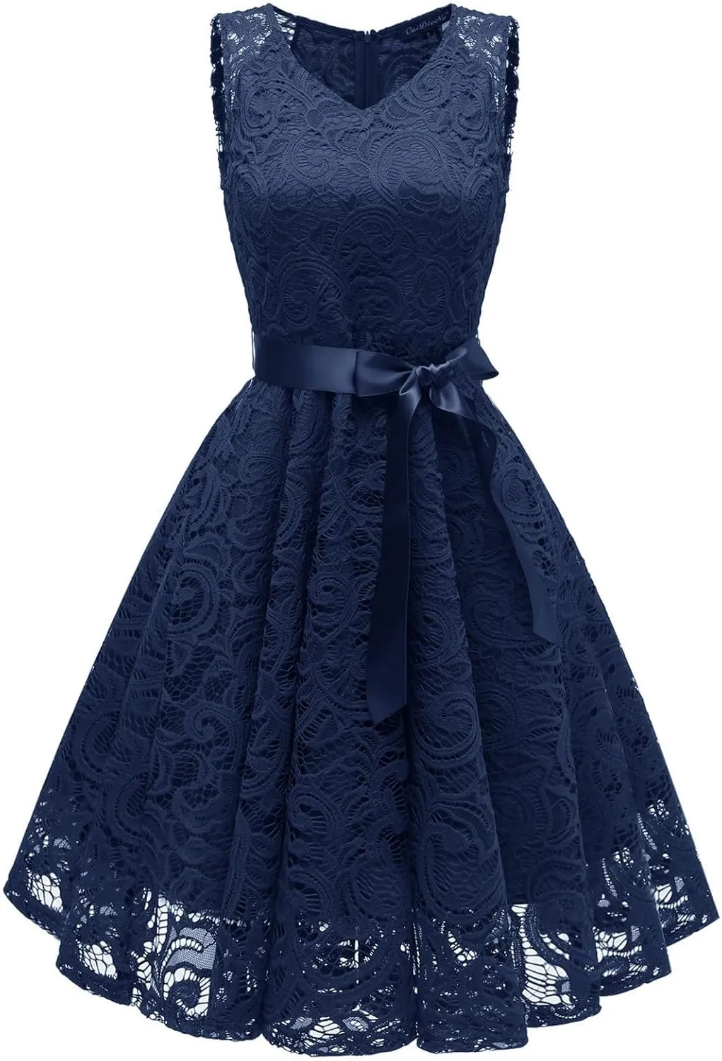XUNRYAN Wedding Guest Dresses for Women Embroidered Floral Lace Bridesmaid Party Cocktail Dress V Neck Short Prom Gown