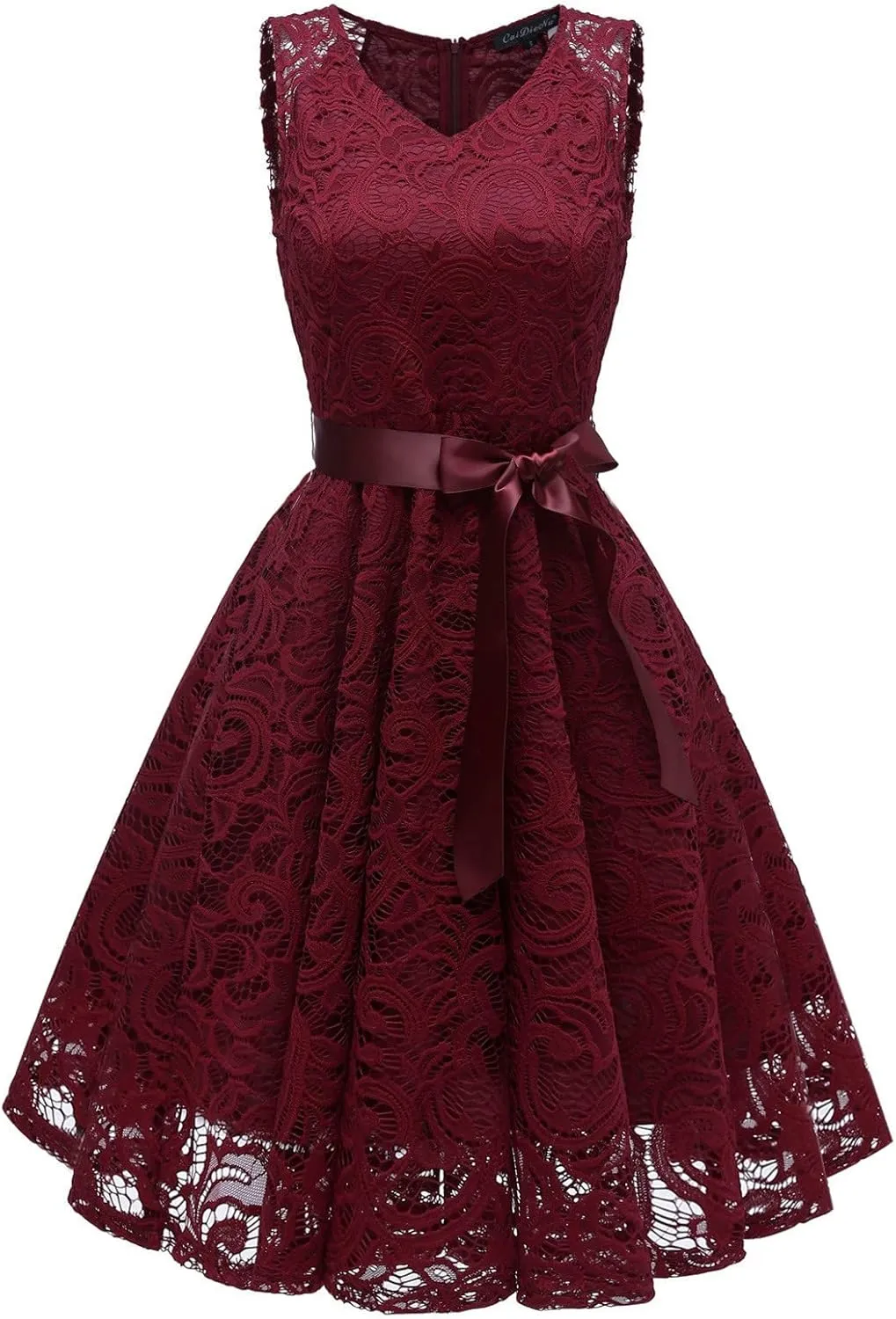 XUNRYAN Wedding Guest Dresses for Women Embroidered Floral Lace Bridesmaid Party Cocktail Dress V Neck Short Prom Gown