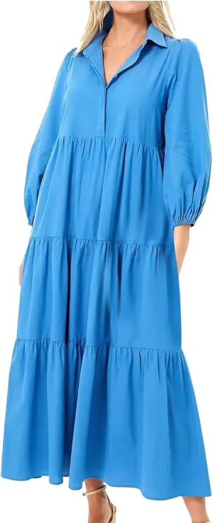 XUNRYAN Women Flowy Maxi Dresses Casual 3/4 Sleeve V-Neck Smocked Tiered Ruffle Babydoll Dress Long Beach Sundress w Pockets