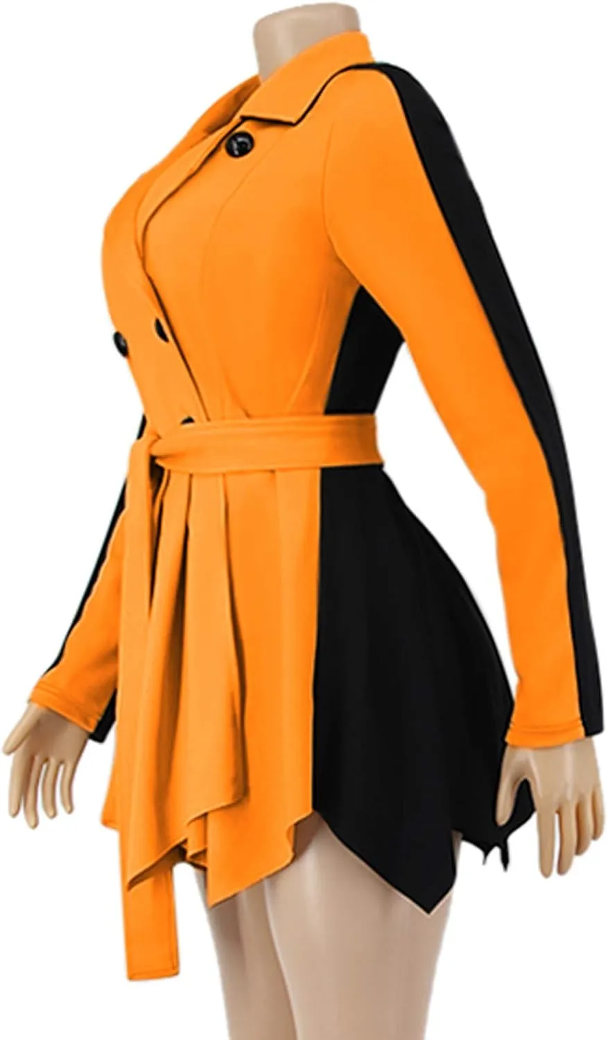 XUNRYAN Womens Sexy Blazer Mini Dress Two Tone Lapel V Neck Double-Breasted Peplum Jacket Belted Trench Coat Fall Outfit