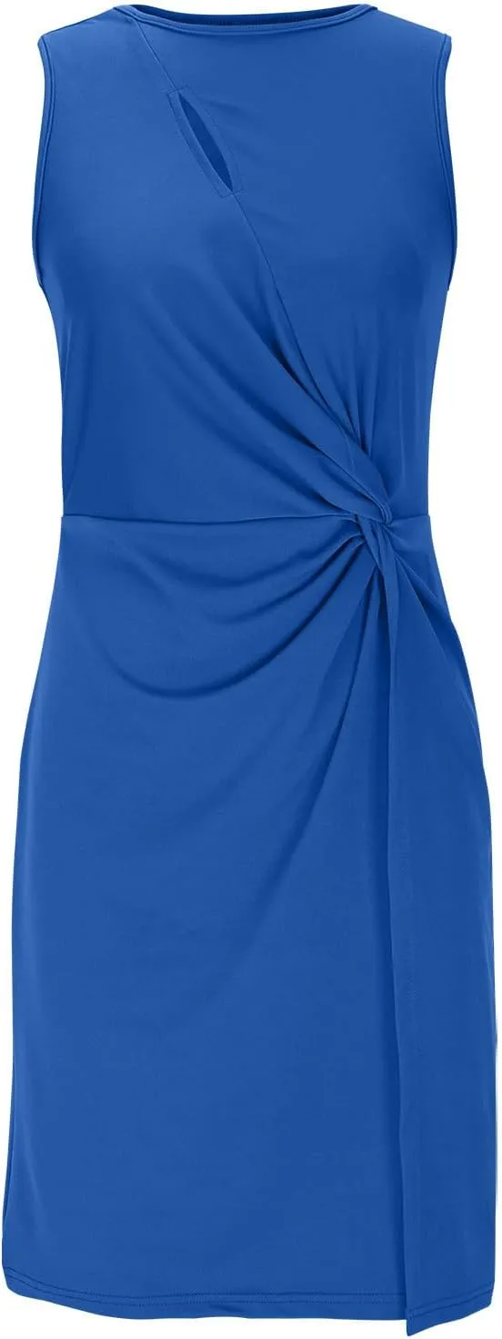 XUNRYAN Women's Summer Dresses Sexy Cutout Bodycon Slim Fit Sleeveless Twist Front Evening Party Dress Prom Gown Clubwear