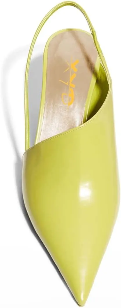 XYD Women Low Heel Edgy Pointed Toe Pumps Slip On Comfort Slingback Strap Crystal Chunky Heeled Sandals Party Fashion Show Shoes