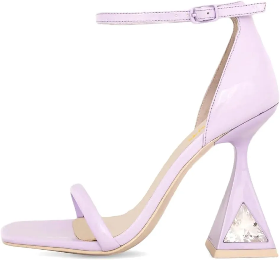 XYD Women Open Toe Block Heeled Sandals Fashion Flared High Heel with Crystals Ankle Strap Pumps Event Party Shoes
