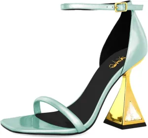 XYD Women Open Toe Block Heeled Sandals Fashion Flared High Heel with Crystals Ankle Strap Pumps Event Party Shoes