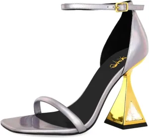XYD Women Open Toe Block Heeled Sandals Fashion Flared High Heel with Crystals Ankle Strap Pumps Event Party Shoes