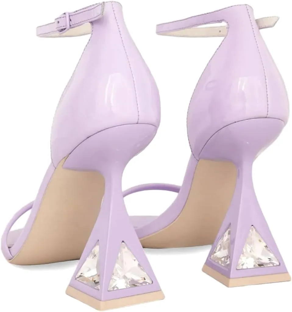 XYD Women Open Toe Block Heeled Sandals Fashion Flared High Heel with Crystals Ankle Strap Pumps Event Party Shoes
