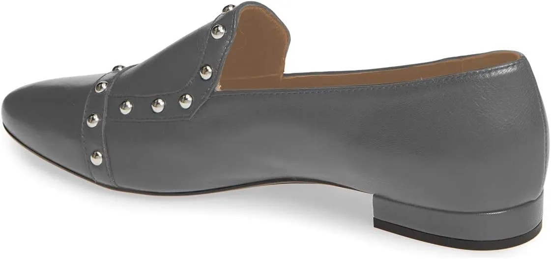 XYD Women Vintage Comfy Closed Toe Slip On Loafers Low Heel Studded Flats Formal Office Work Dress Shoes