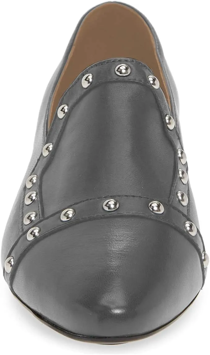 XYD Women Vintage Comfy Closed Toe Slip On Loafers Low Heel Studded Flats Formal Office Work Dress Shoes