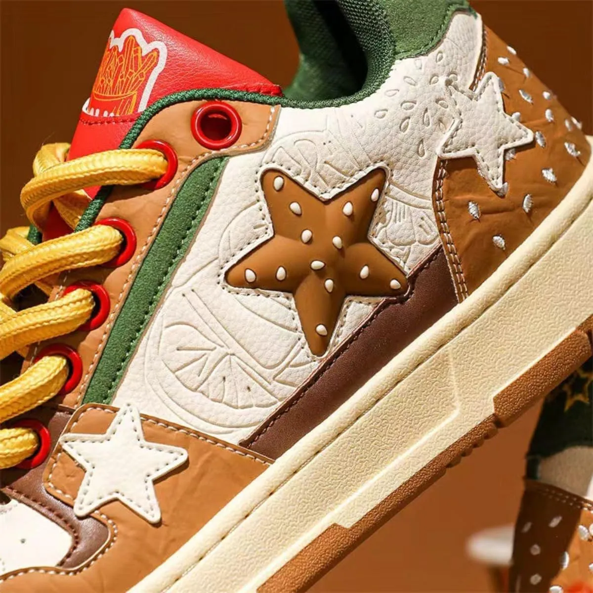 Y2K Shoes Walking Hamburger Sneakers for Women Novel Star Chunky Platform Shoes Aesthetic Laces Up Streetwear Fit Well