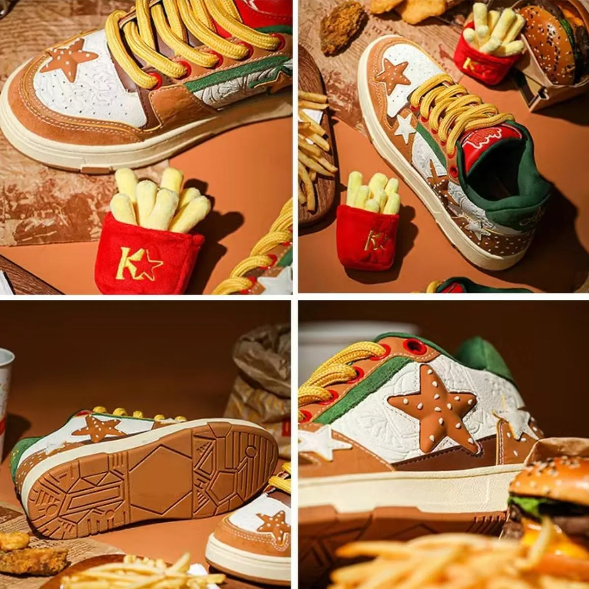 Y2K Shoes Walking Hamburger Sneakers for Women Novel Star Chunky Platform Shoes Aesthetic Laces Up Streetwear Fit Well