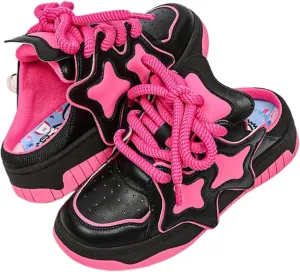 Y2K Slippers Walking Sneakers for Women Kawaii Colorful Star Chunky Platform Shoes Aesthetic Laces Up Streetwear Fit Well