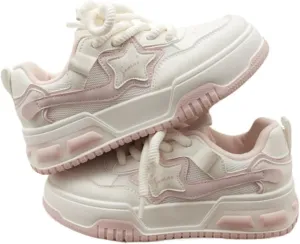Y2K Sneakers for Women Cute Star Chunky Preppy Shoes Platform Walking Streetwear