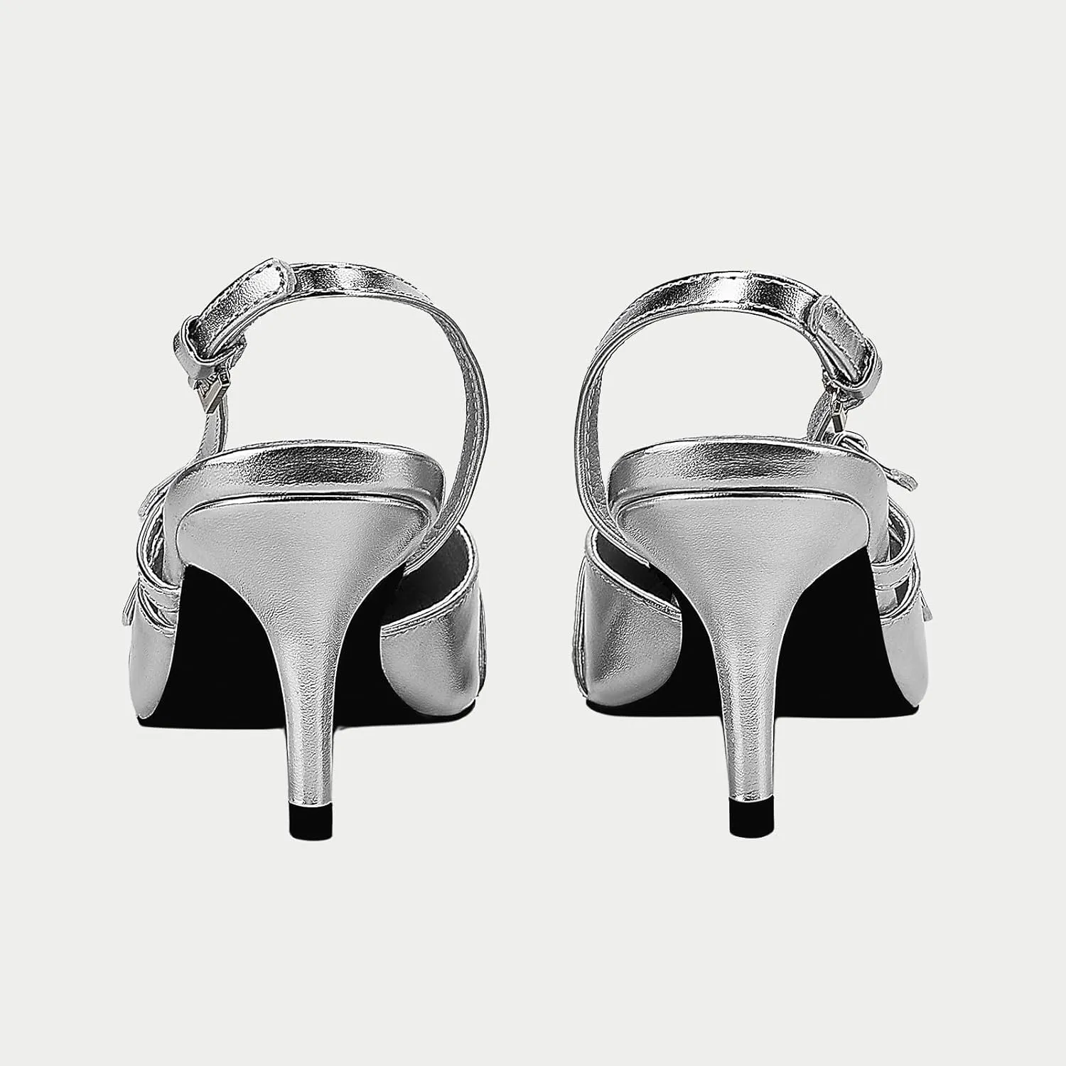 Yishaweiqi Slingback Kitten Heels for Women Buckle Strap Pointed Toe Dress Pumps Shoes Slip On Heeled Sandals