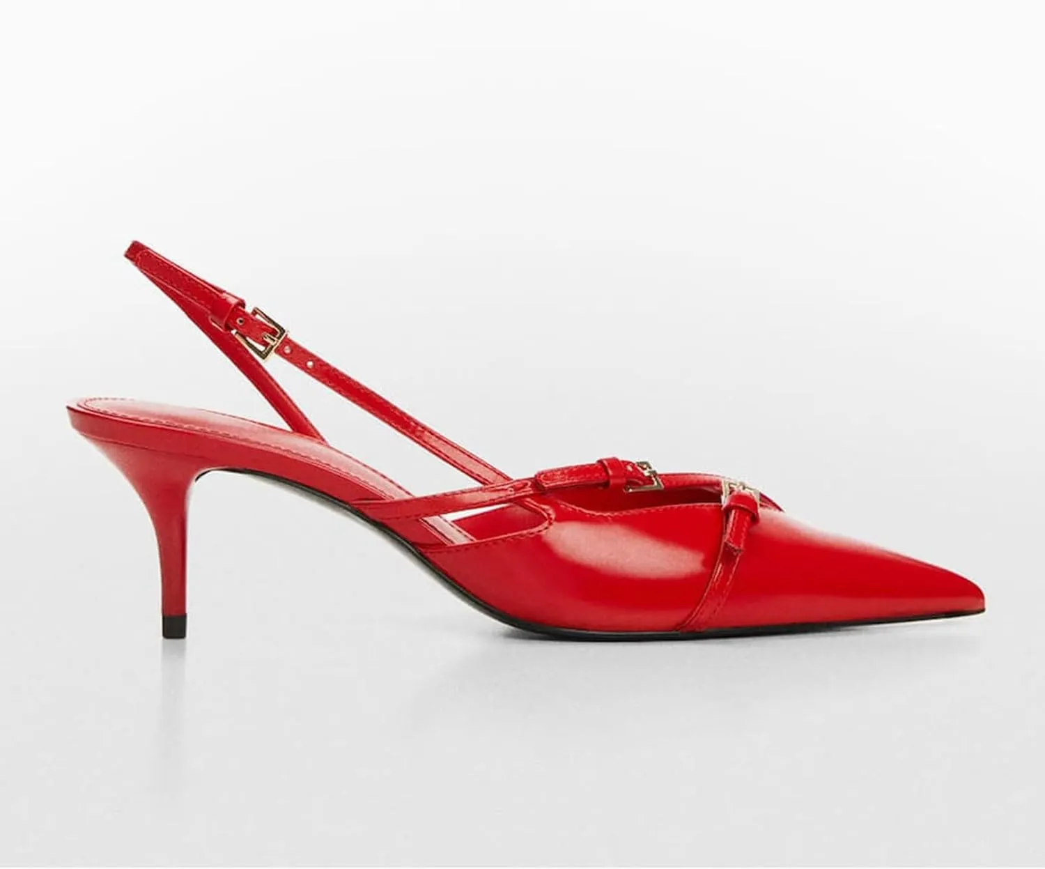 Yishaweiqi Slingback Kitten Heels for Women Buckle Strap Pointed Toe Dress Pumps Shoes Slip On Heeled Sandals