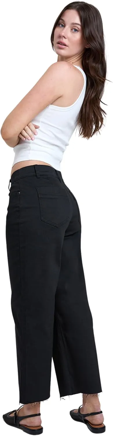 YMI Women's High Rise Cropped Trouser Jeans Wide Leg Fit, P209207