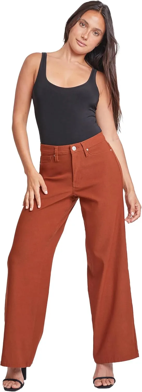 YMI Women's Hyperstretch Forever Color High Rise Wide Leg Pants